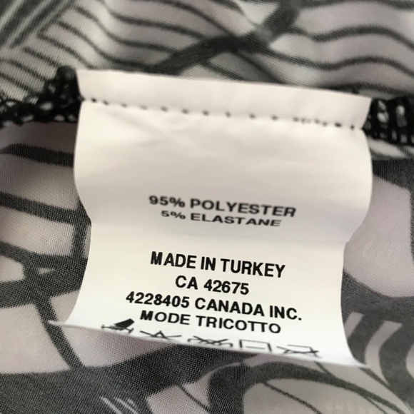 NWOT TRICOTTO Black White Abstract Midi Dress S/M Fit Short Sleeve Flare - Picture 10 of 10